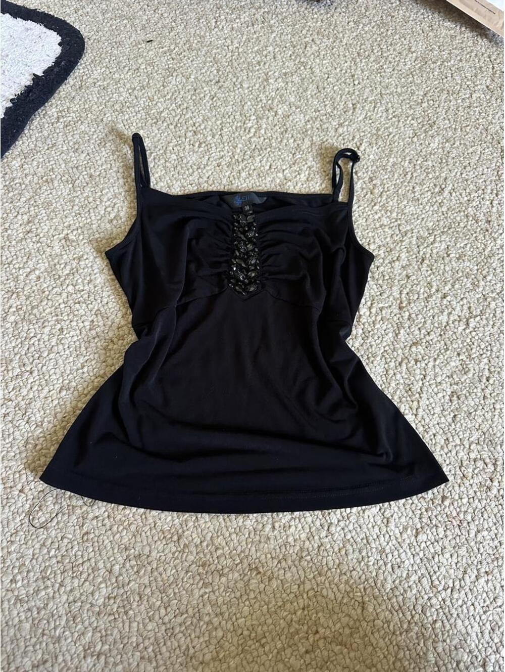 Black beaded cami top with rhinestone embellishments